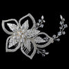 Silver Clear Swarovski Crystal Bead, Bead & Rhinestone Floral Leaf Bridal Wedding Hair Comb