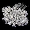 Antique Silver Clear Rhinestone Floral Swirl Bridal Wedding Hair Comb 9880