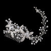Silver Clear Rhinestone & Crystal Leaf Vine Bridal Wedding Hair Comb 9928