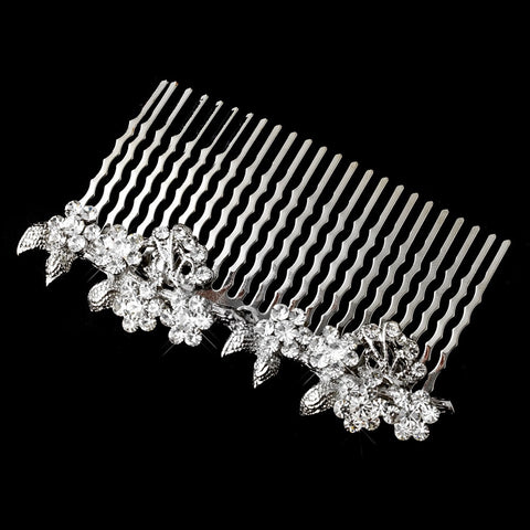 Charming Antique Silver Floral Bridal Wedding Hair Comb 9954