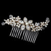 Gold Ivory Pearl, Swarovski Crystal Bead, Rondelle & Rhinestone Floral Bridal Wedding Hair Comb 9989