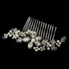 Antique Silver Ivory Pearl, Clear Swarovski Crystal & Rhinestone Side Bridal Wedding Hair Comb 9989