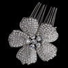 Gorgeous Antique Silver Flower Bridal Wedding Hair Comb w/ Clear Rhinestones & Swarovski Crystals 9995