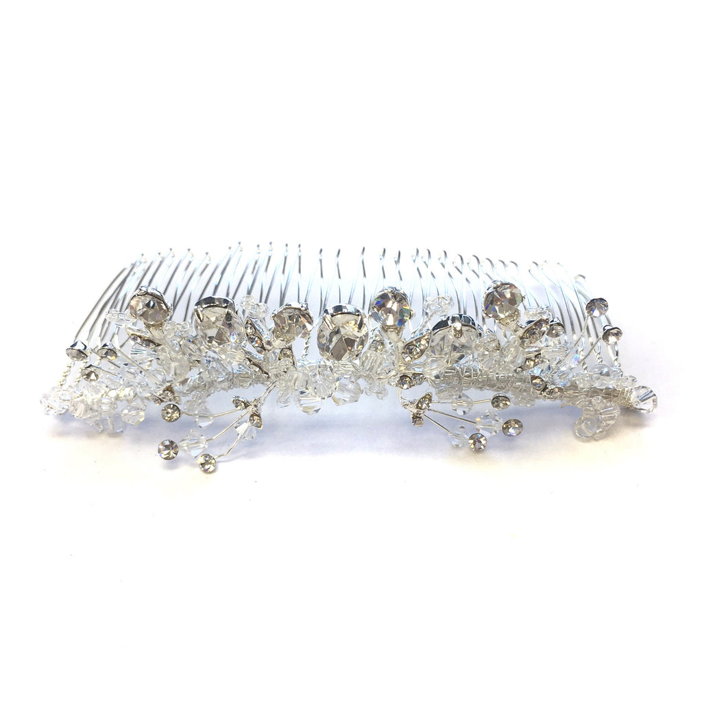 Silver Bridal Wedding Hair Bridal Wedding Tiara Bridal Wedding Hair Comb with Rhinestones & Swarovski Crystal Beads