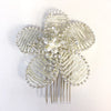Silver Clear Flower Bridal Wedding Hair Comb with Rhinestones, Beads & Freshwater Pearls