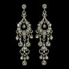 Antique Silver Clear Crystal Chandelier Bridal Wedding Earrings 1028