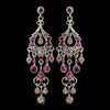 Antique Silver Pink AB Crystal Chandelier Bridal Wedding Earrings 1028