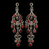 Antique Silver Red AB Crystal Chandelier Bridal Wedding Earrings 1028