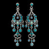 Antique Silver Turquoise AB Crystal Chandelier Bridal Wedding Earrings 1028