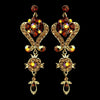 Gold Brown Multi Crystal Chandelier Bridal Wedding Earrings 1031
