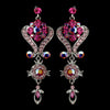 Silver Pink Multi Crystal Chandeleir Bridal Wedding Earrings 1031