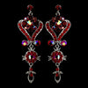 Silver Red Multi Crystal Chandelier Bridal Wedding Earrings 1031