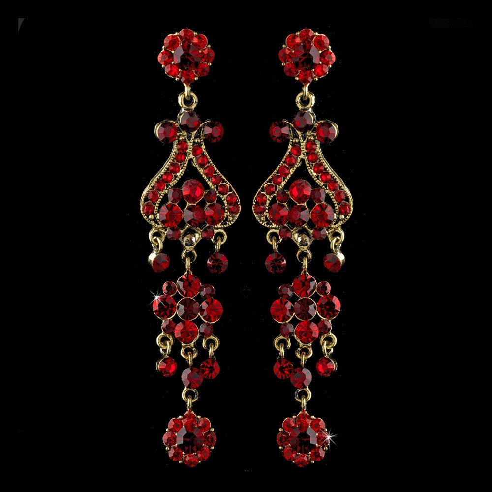 Gold Red Earring Set 1033