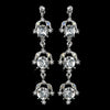 Antique Rhodium Silver Clear Rhinestone Dangle Bridal Wedding Earrings 1036