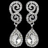 Rhodium Clear Rhinestone Swirl Teardrop Bridal Wedding Earrings 1050