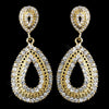 Gold Clear Rhinestone Drop Bridal Wedding Earrings 1056