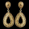 Gold Lt Brown Rhinestone Drop Bridal Wedding Earrings 1056