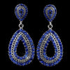 Antique Silver Clear Blue Bridal Wedding Earrings 1056