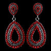 Antiques Silver Red Rhinestone Bridal Wedding Earrings 1056