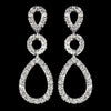 Antique Silver Clear Triple Teardrop Pave CZ Crystal Drop Bridal Wedding Earrings 1298