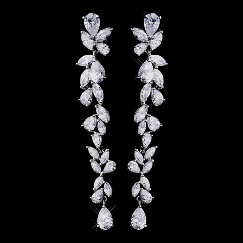 Silver Clear CZ Bridal Wedding Earrings 1303