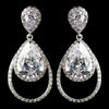 Antique Silver Rhodium Clear CZ Crystal Drop Bridal Wedding Earrings 1415