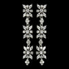 Antique Silver Clear Floral Bridal Wedding Earrings E 1783