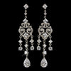 Antique Silver clear Chandelier CZ Bridal Wedding Earrings E 1972