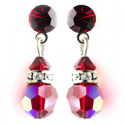 Red Garnet Swarovski Crystal Bridal Wedding Earrings E 200