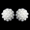 Silver White Pearl Ball Bridal Wedding Earrings 20178