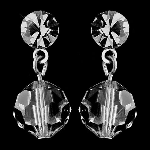 Silver Rhinestone & Swarovski Crystal Bead Drop Bridal Wedding Earrings 202