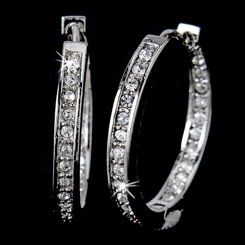 * Gorgeous Antique Silver Clear CZ Hoop Bridal Wedding Earrings 2020