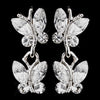 Wonderful Silver Clear Austrian Crystal Butterfly Bridal Wedding Earrings 20239