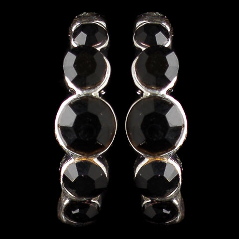 Silver Black Rhinestone Bridal Wedding Earrings 20339