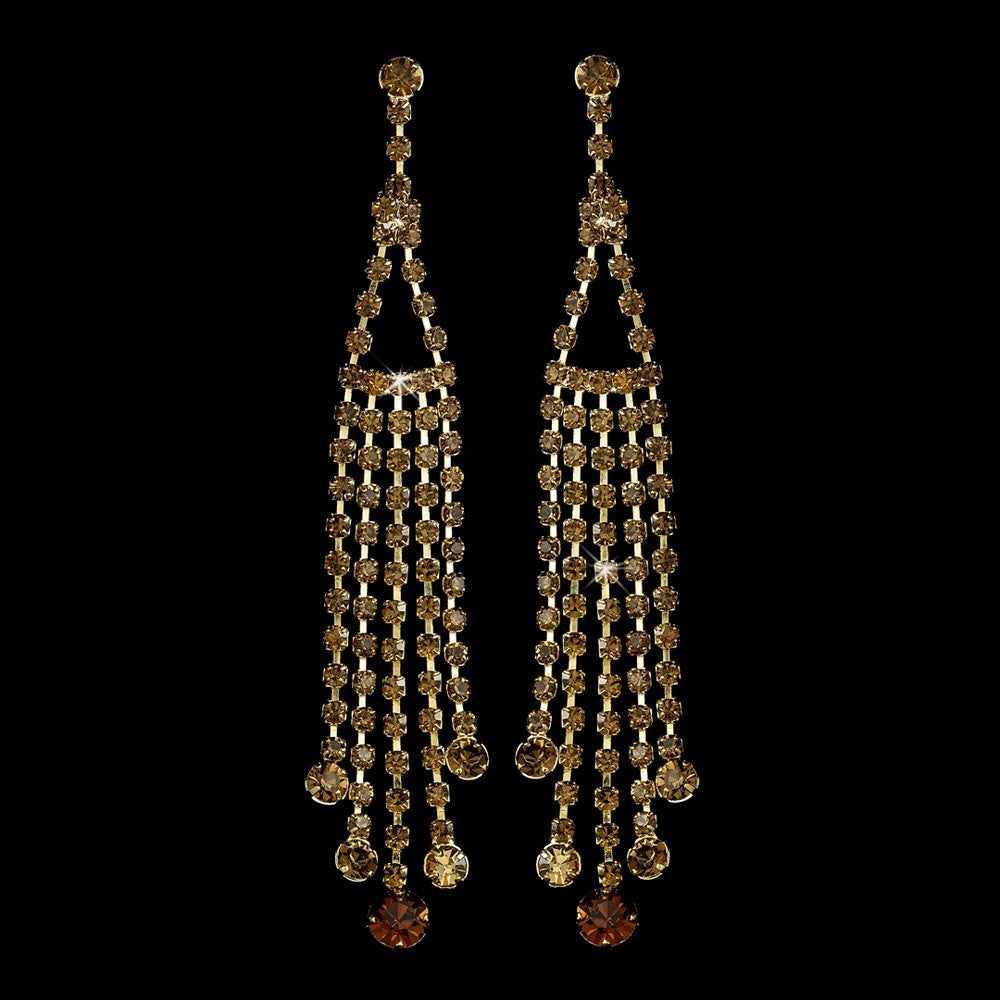 * Perfect Charming Gold Brown Dangling Rows Earring 20426