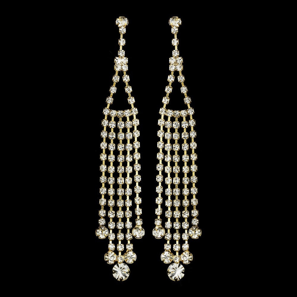 * Perfect Charming Gold Clear Dangling Rows Earring 20426