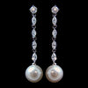 Cubic Zirconia & Pearl Drop Bridal Wedding Earrings E 2148