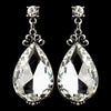 Antique Silver Clear Tear Drop Rhinestone Bridal Wedding Earrings 22246