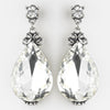 Antique Silver Clear Tear Drop Rhinestone Bridal Wedding Earrings 22246