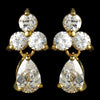 Lovely Gold Clear CZ Bridal Wedding Earrings 2262