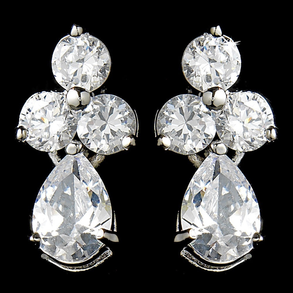 Lovely Silver Clear CZ Bridal Wedding Earrings 2262