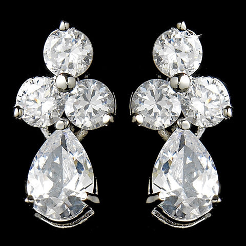 Lovely Silver Clear CZ Bridal Wedding Earrings 2262
