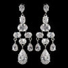 Antique Silver Rhodium Silver Clear CZ Crystal Chandelier Bridal Wedding Earrings 2282