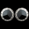 Silver Black Rhinestone Rondelle Round Stud Bridal Wedding Earrings 23017