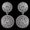 Rhodium Clear Rhinestone Drop Bridal Wedding Clip-On Earrings 2347