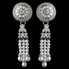 Rhodium White Pearl & Rhinestone Dangle Great Gatsby Bridal Wedding Earrings 2365