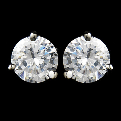 Fabulous Silver Clear CZ Stud Bridal Wedding Earrings 2429