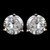 Petite Silver or Gold Clear CZ Crystal Stud Bridal Wedding Earrings 2431