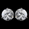 Rhodium Silver Clear Cubic Zirconia Round Stud Earring 2432