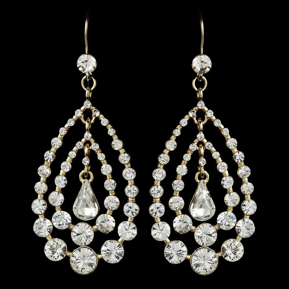 Gold Clear Bridal Wedding Earrings 24802